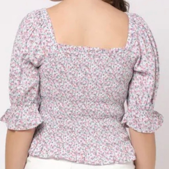 Gap Floral Print Ruched Square-Neck Top Sz XL - Picture 5 of 5